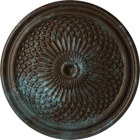 Ekena Millwork Trinity Ceiling Medallion (Fits Canopies up to 3"), Hand-Painted Bronze Blue Patina, 22"OD x 1 3/4"P CM22TNBBS